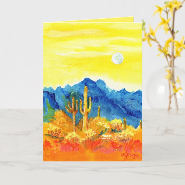 Tarjeta San Valentín de la luna del desierto sobre la luna (flor amarilla)