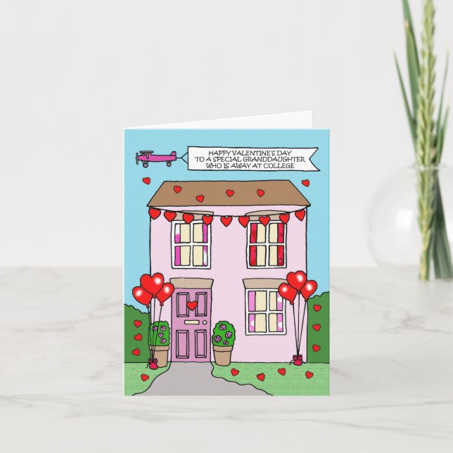 Tarjeta San Valentín de nieta ausente en la universidad (Anverso)