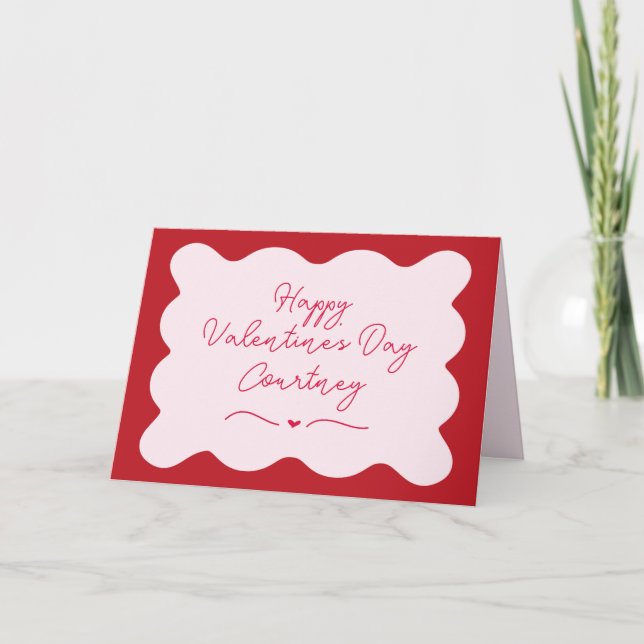 Tarjeta San Valentín de Vieira Rosa y Rojo Personalizado (Anverso)