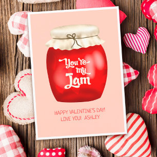 Tarjeta San Valentín divertido cita Jam eres mi mermelada