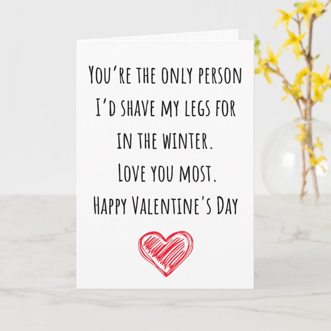 Tarjeta San Valentín Divertido Me Afeité Las Piernas Doblé (flor amarilla)