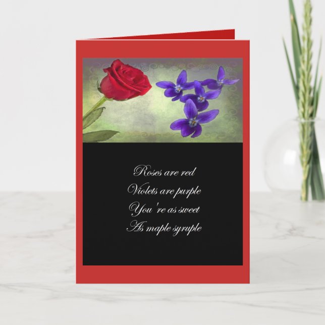 Tarjeta San Valentín - Las rosas son rojas, las violetas s (Anverso)