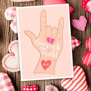 Tarjeta San Valentín rocas mi mundo lindo ilustracion