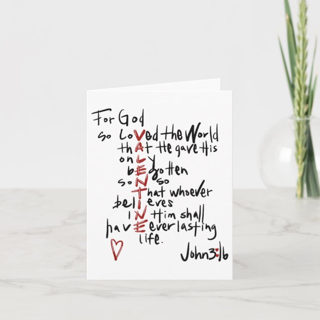 Tarjeta San Valentines Cristianos Juan 3_16 Porque Dios Am (Anverso)