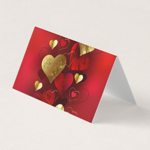 Tarjeta San Valentines dorados y rojos