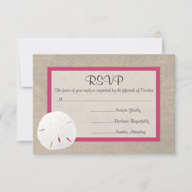 Tarjeta Sand Dollar Beach Wedding RSVP - sandía (Anverso)