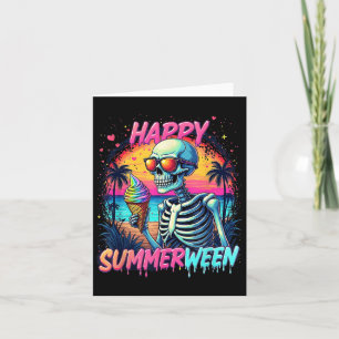 Tarjeta sandía de verano Jack-o-lantern feliz verano