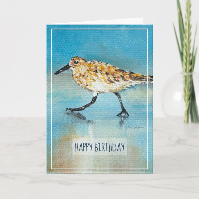 Tarjeta Sandpiper Shorebird Coastal Beach Happy Birthday C (Anverso)
