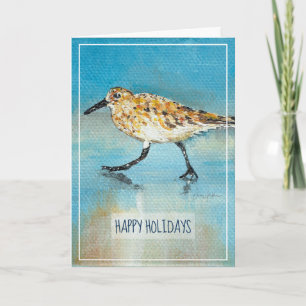 Tarjeta Sandpiper Shorebird CoastBeach Happy Holidays