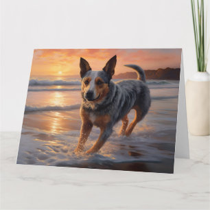 Tarjeta Sandy Paws Perro Ganadero Australiano en Puesta de