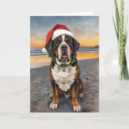 Tarjeta Sandy Paws y Holiday Claus - Navidades de St. Bern