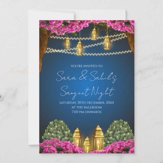 Tarjeta Sangeet de invitación y Boda Digital Sange (Anverso)