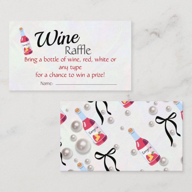 Tarjeta Sangria Wine Raffle Bridal Shower (Anverso / Reverso)