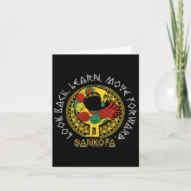 Tarjeta Sankofa Mes de la Historia Negra Adinkra Ghana (Anverso)