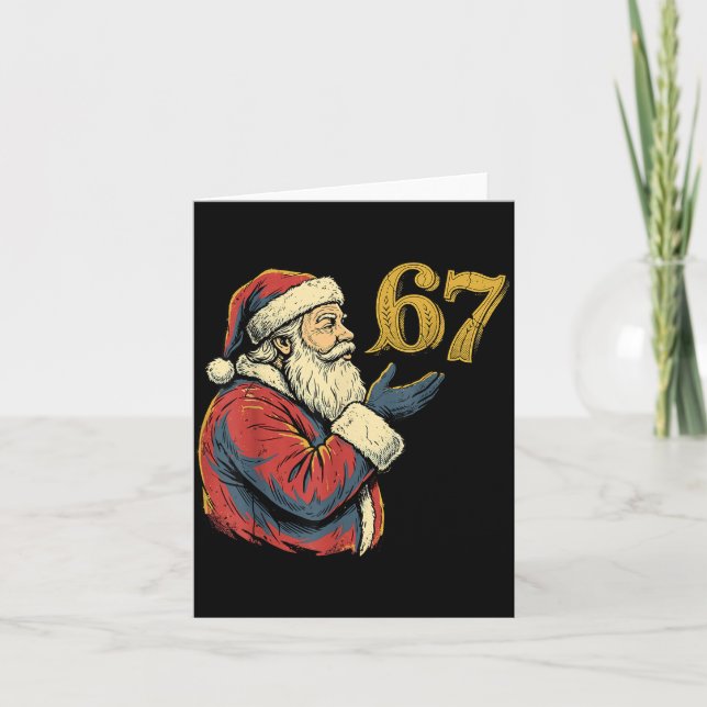 Tarjeta Santa 67 Number Funny Christmas Meme Se  (Anverso)
