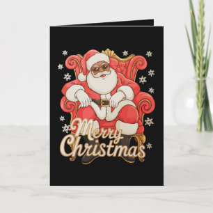 Tarjeta Santa afroamericano Feliz Navidad Xmas