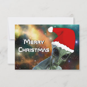 Tarjeta Santa Alien Feliz Navidad Personaliza