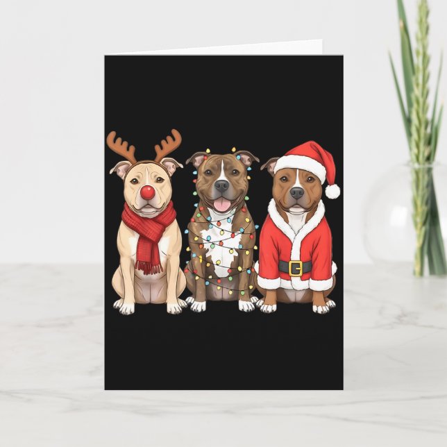Tarjeta Santa American Tbull Terrier Christmas Ttie Dog Mo (Anverso)