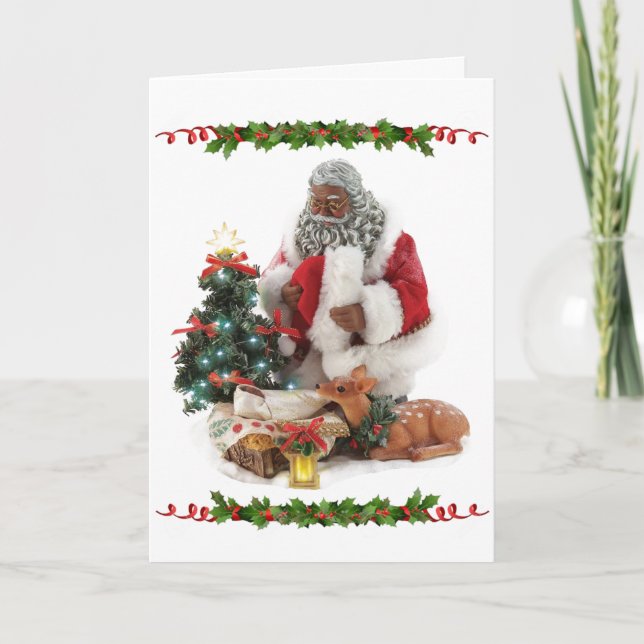 Tarjeta Santa Americana Africana con Navidades del Niño Je (Anverso)
