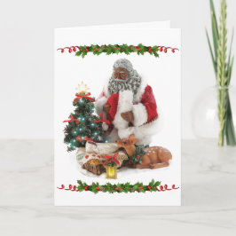 Tarjeta Santa Americana Africana con Navidades del Niño Je