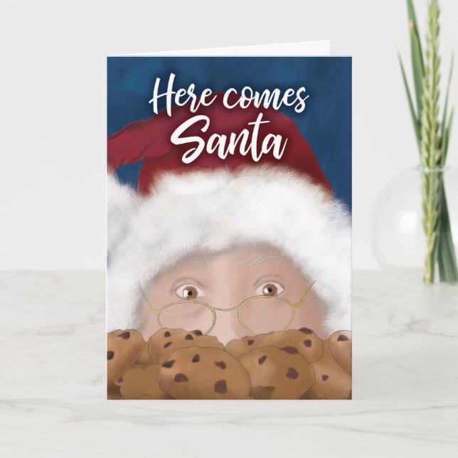 Tarjeta Santa and Cookies Watercolor Christmas Card (Anverso)