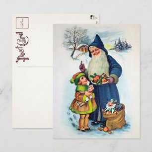 Tarjeta Santa Azul Alemana Vintage