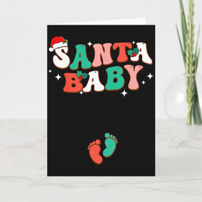Tarjeta Santa Baby Christmas Pregnancy Announcement Pregna (Anverso)