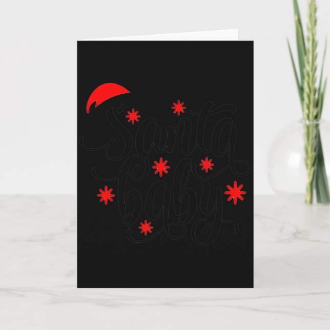 Tarjeta Santa Baby Pregnancy Announcement Christmas Santa  (Anverso)