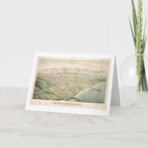 Tarjeta Santa Barbara, mapa panorámico 1877 (1581A) del CA