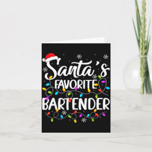 Tarjeta Santa Bartender Favorito Luces de Navidad Divertid