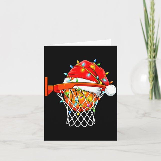Tarjeta Santa Basketball Dunk Christmas Srts For Boys Girl (Anverso)