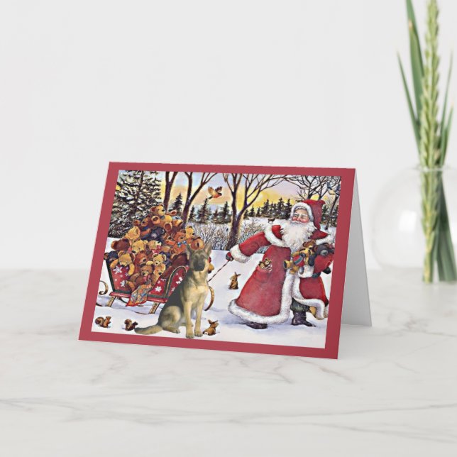 Tarjeta Santa Bears para Navidades de Pastor Alema (Anverso)