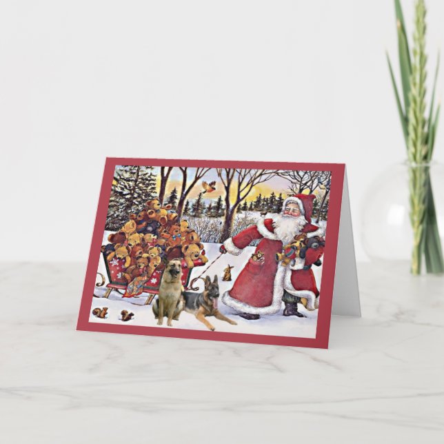 Tarjeta Santa Bears para Navidades de Pastor Alema (Anverso)