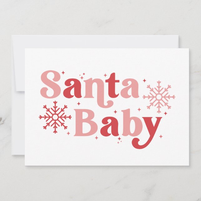 Tarjeta Santa Bebé - Diseño Divertido de Tipografía Navide (Anverso)