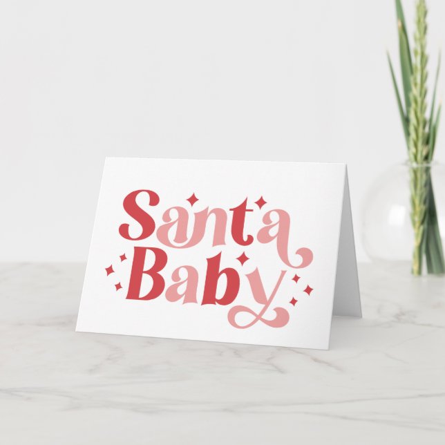 Tarjeta Santa Bebé - Navidades retro Tipografía (Anverso)