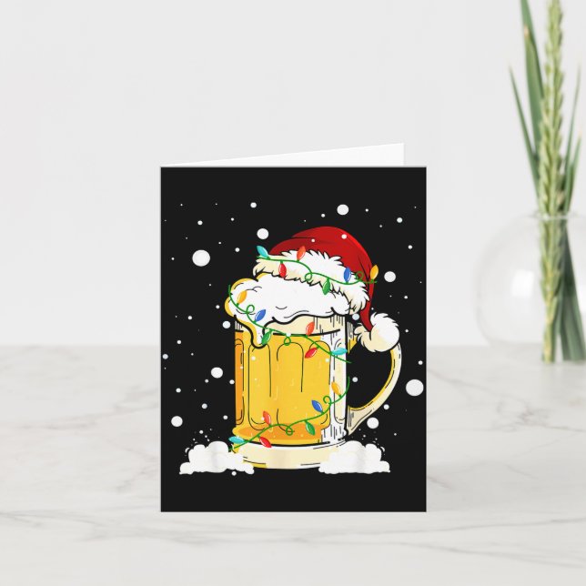 Tarjeta Santa Beer Merry Christmas Drinking Happy Holiday  (Anverso)