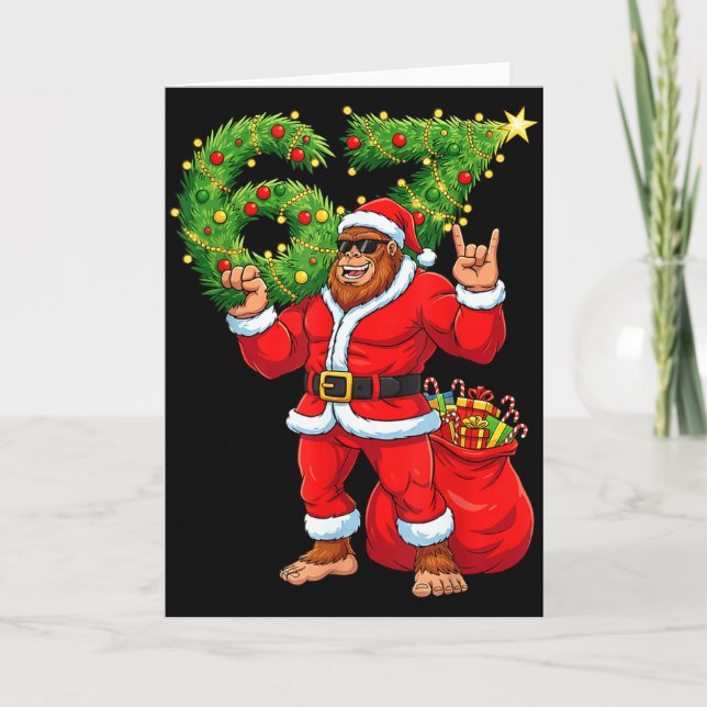 Tarjeta Santa Bigfoot 67 Meme Seis Siete 6 7 Divertido Big (Anverso)