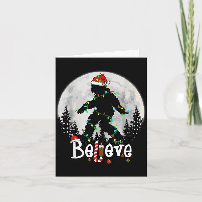 Tarjeta Santa Bigfoot Christmas Sasquatch Believe Xmas Men (Anverso)