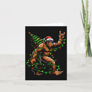 Tarjeta Santa Bigfoot Christmas Tree Xmas enciende Funny S
