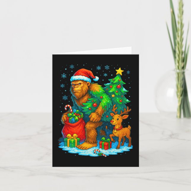Tarjeta Santa Bigfoot Cría de navidad Graciosa Sasqua (Anverso)