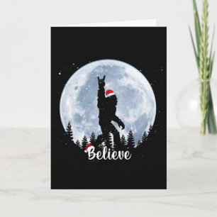 Tarjeta Santa Bigfoot Navidad Rock Roll Sasquatch Cree