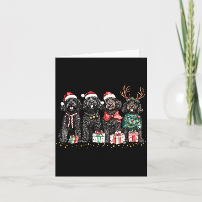 Tarjeta Santa Black Goldendoodle Christmas Winter Goldendo (Anverso)