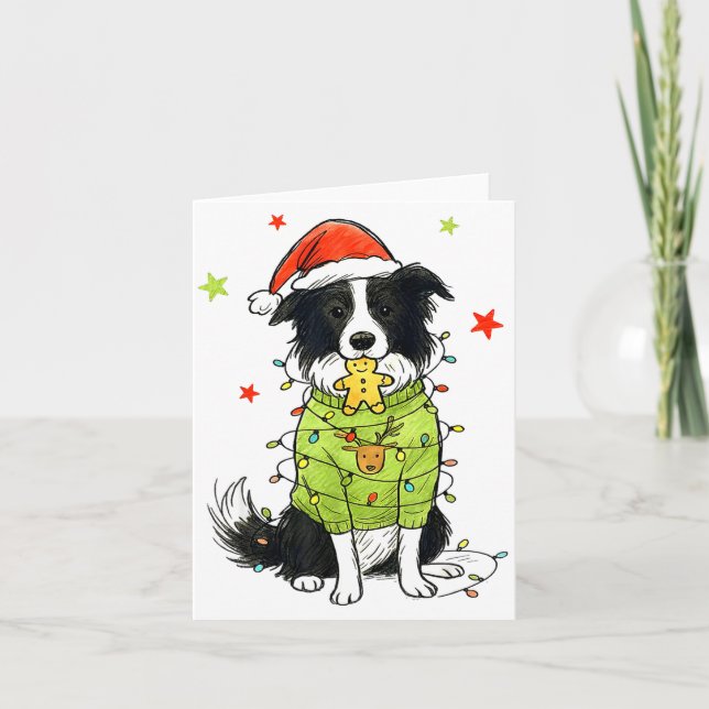 Tarjeta Santa Border Collie Navidad Border Collie Perro Mo (Anverso)