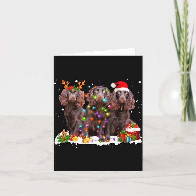 Tarjeta Santa Boykin Spaniel Perro Hermoso Reno Navidad (Anverso)