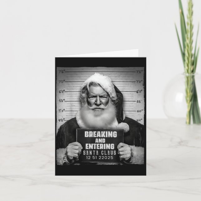 Tarjeta Santa Breaking Entering Mugshot Funny Christmas Ho (Anverso)