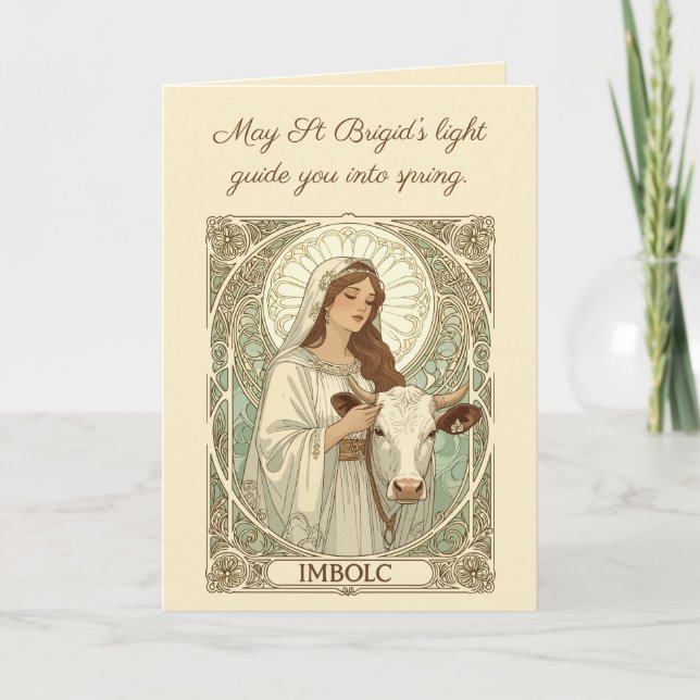 Tarjeta Santa Brígida Patrona de Irlanda Imbolc (Anverso)