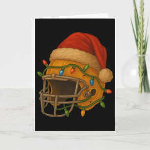Tarjeta Santa Casco de Hockey Luces de Navidad Xmas Hombre