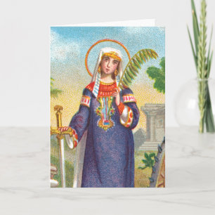 Tarjeta Santa Catalina de Alejandría con vestido egipcio