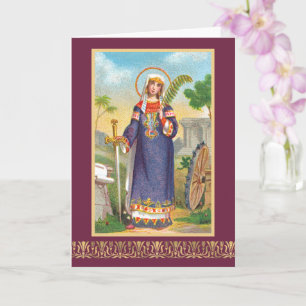 Tarjeta Santa Catalina de Alejandría con vestido egipcio