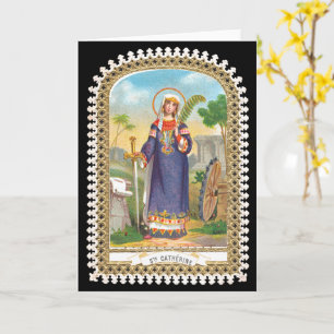 Tarjeta Santa Catalina de Alejandría con vestido egipcio